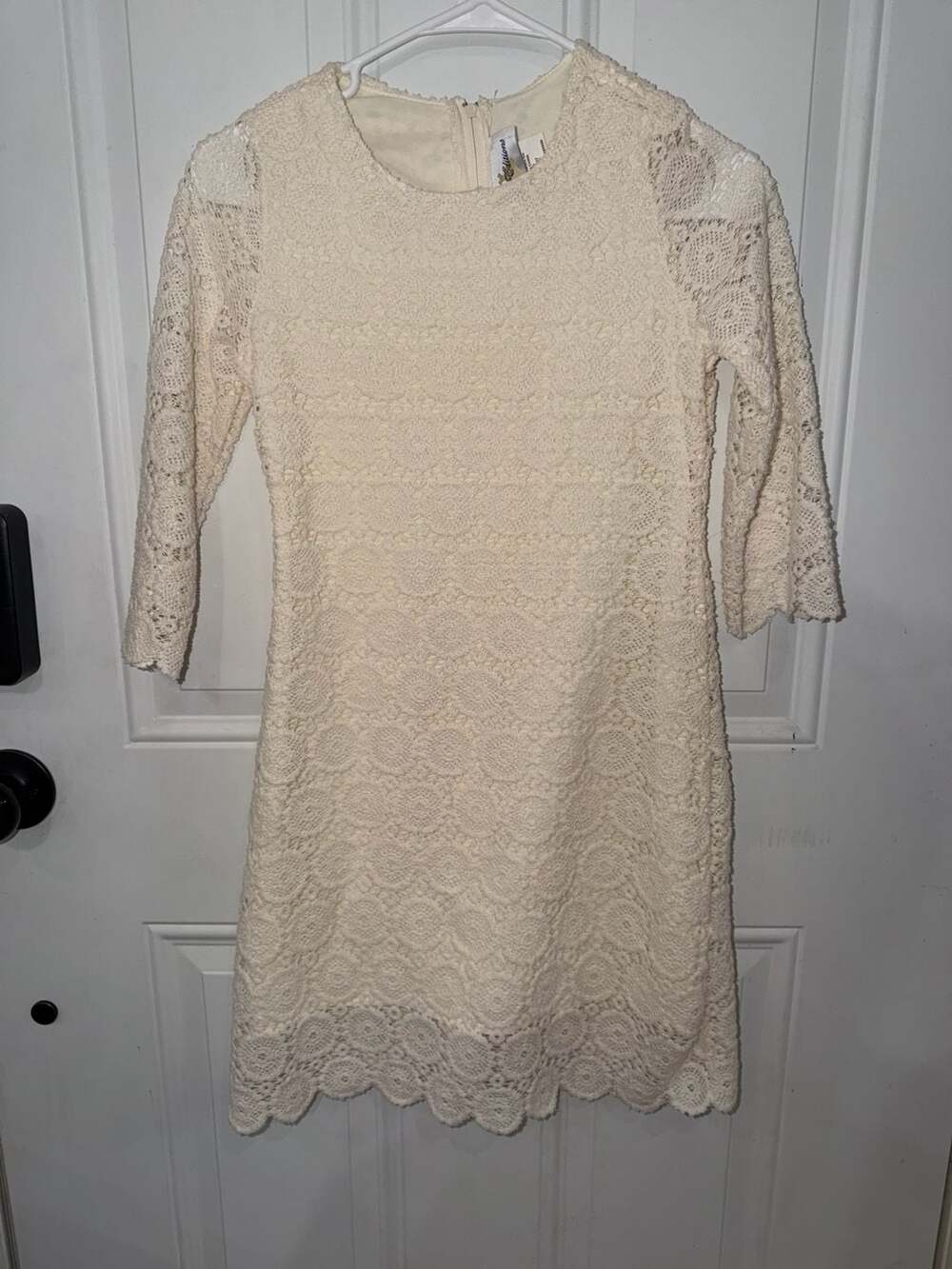 Rare Editions Ivory Lace 3/4 Sleeve Shift Dress Sz 14